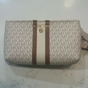 Michael Kors Cream and Brown Clutch